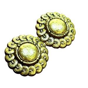 Vintage French belt clip buckle duette style goldtone textured round metallic
